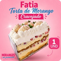 Fatia de torta de morango cravejado