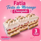 Foto enviada por Vinícius: três fatias de torta de morango