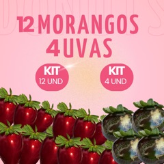 Kit com 12 morangos do amor e 4 uvas do amor